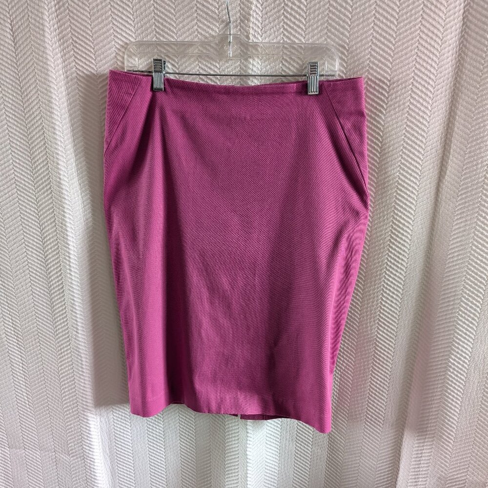 Lord & Taylor Pencil Skirt Stretch Cotton Size 10 Magenta Fuchsia Barbiecore